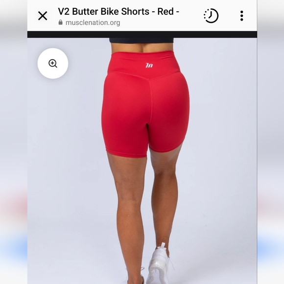 🔥Muscle Nation High Waisted Butter Biker Shorts Athletic Gym Shorts in Red  M - Picture 4 of 8